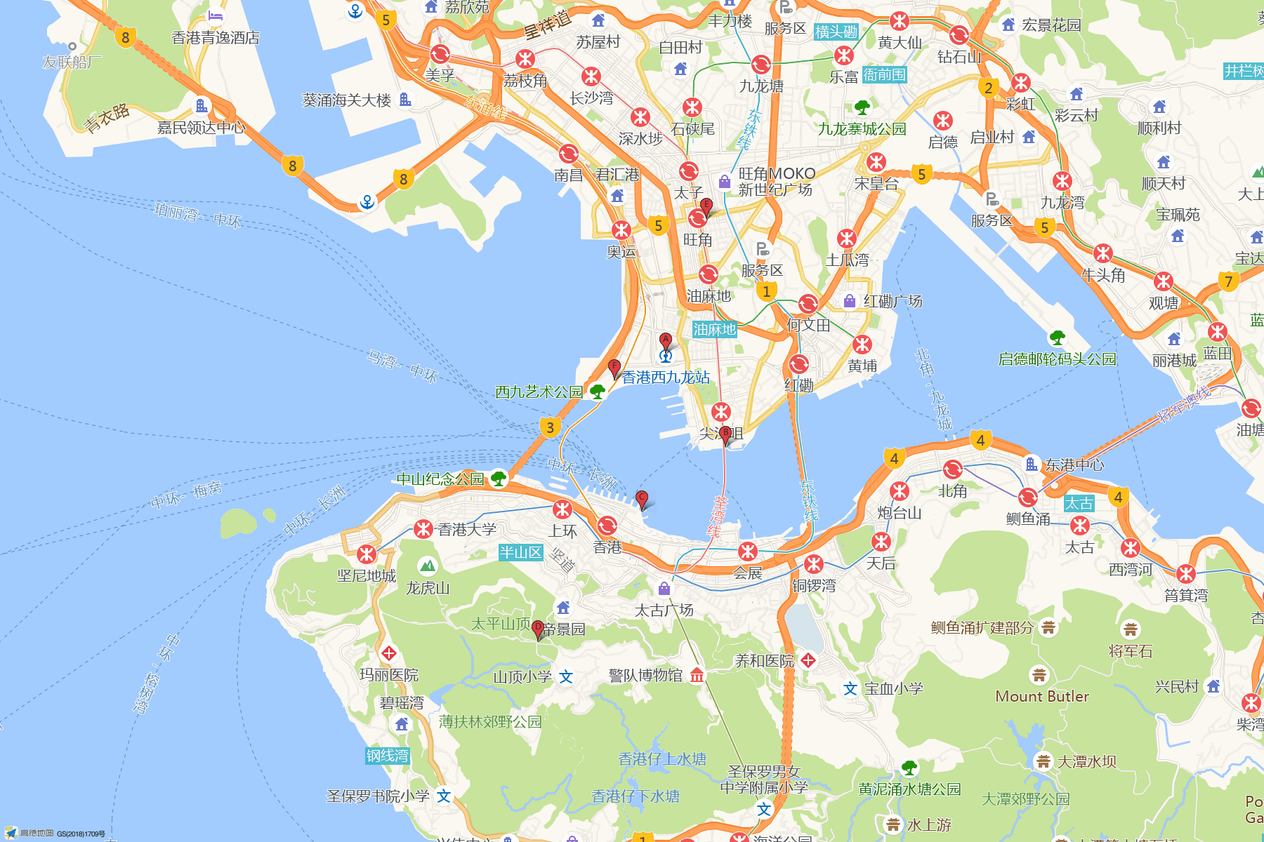 香港行程总览地图